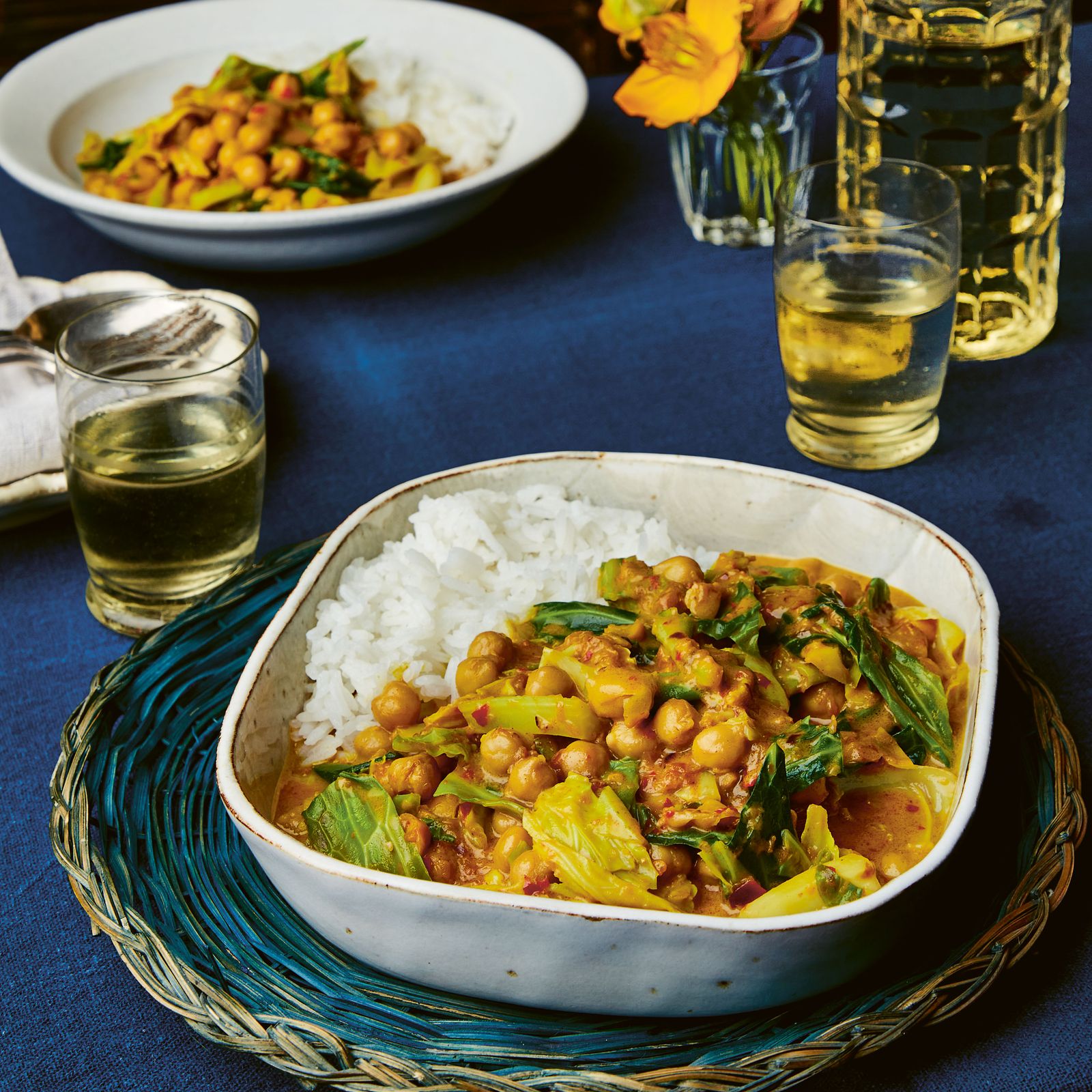 Spring greens and chickpea curry