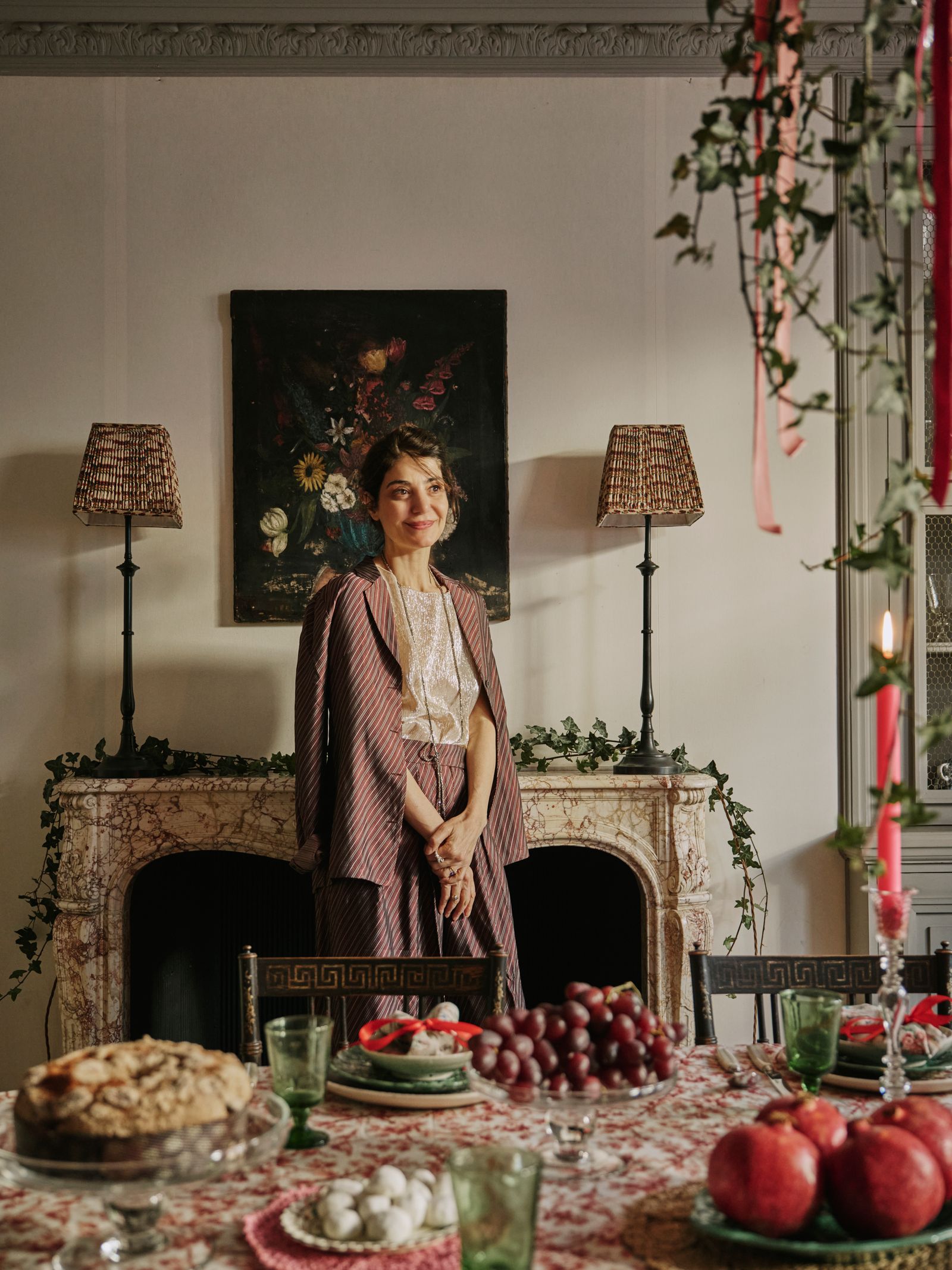 Image may contain Person Adult Lamp Chair Furniture Brunch Food and Cup