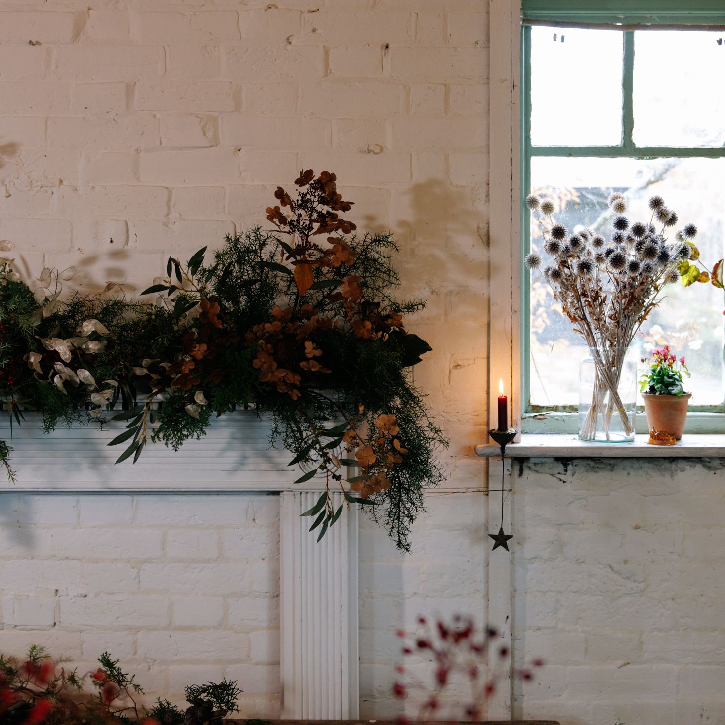 A florist’s guide to making a mantel garland using foraged and seasonal ingredients