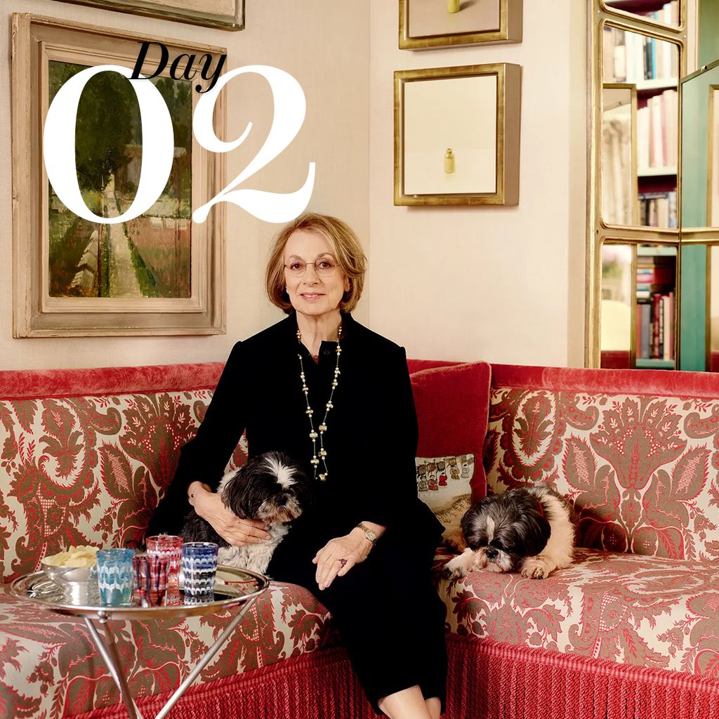 Image may contain Ellen Crawford Couch Furniture Adult Person Architecture Building Indoors Living Room and Room