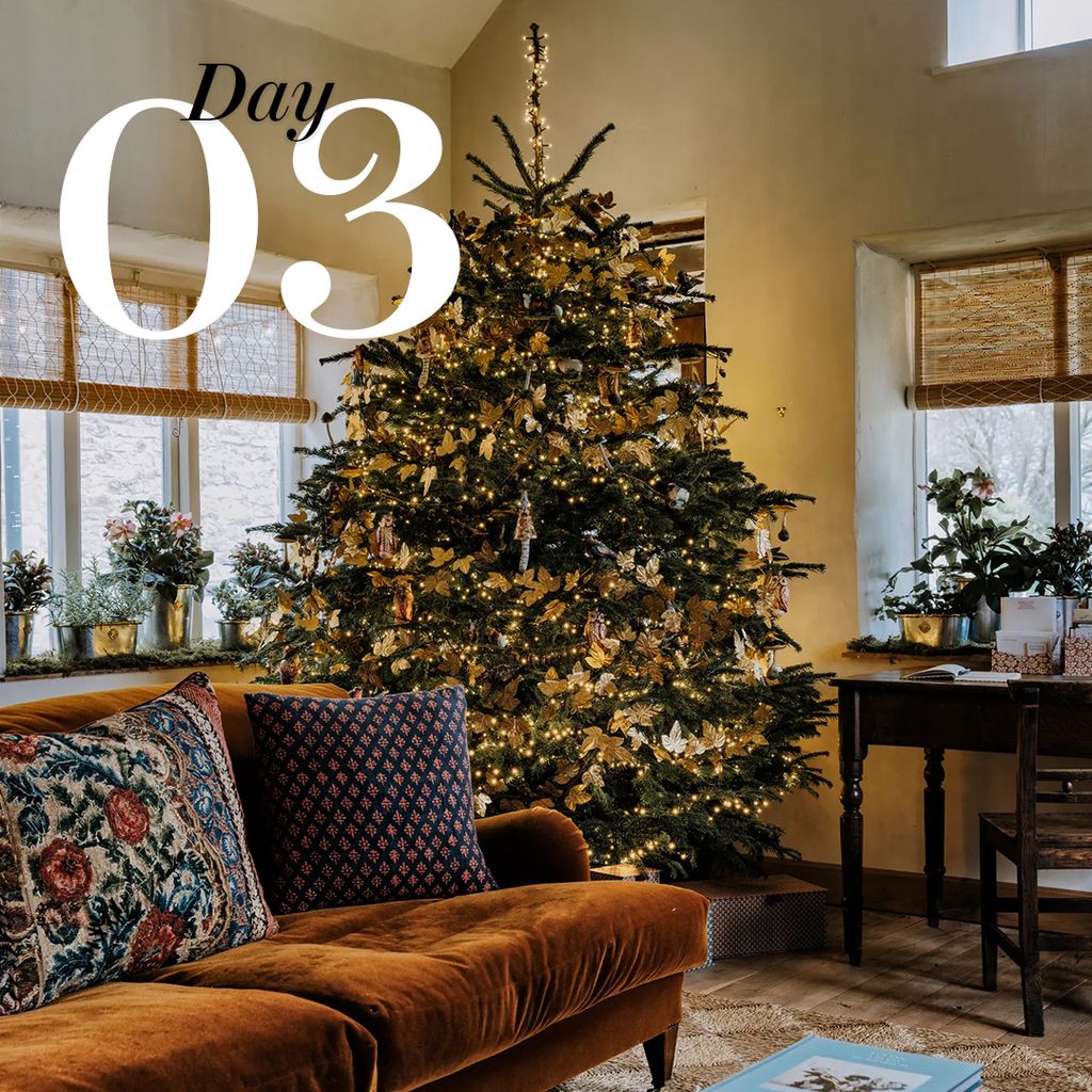 Image may contain Christmas Christmas Decorations Festival Christmas Tree Couch and Furniture